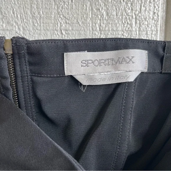 Max Mara Sportmax Strapless Ruched Dress Black Virgin Wool Knee Length Size S - Picture 6 of 11